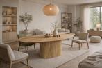 Ovale tafel met kolompoot in 220cm, Huis en Inrichting, Tafels | Eettafels, Ophalen, Industrieweg 25, 100 tot 150 cm, Rj