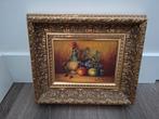 Olieverfschilderij Stilleven Fruit/Wijn in Gouden Lijst, Ophalen of Verzenden