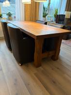 4 eetkamerstoelen en tafel, Ophalen, Gebruikt, Eikenhout, 200 cm of meer