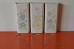 Set van 3 retro vintage radiatorbakjes met funky bloemdecor, Ophalen of Verzenden