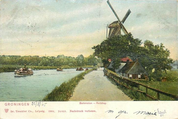 701140049 Groningen Barkmolen Reitdiep, Verzamelen, Ansichtkaarten | Nederland, Groningen, Voor 1920, Verzenden