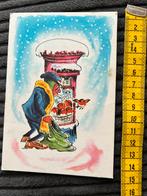 724. Gelopen oude wenskaart Postbode brievenbus, Ophalen of Verzenden, Gebruikt