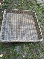 Dienblad groot rotan met houten onderkant, Ophalen, Zo goed als nieuw, Hout