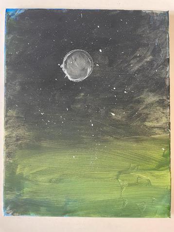 Schilderij nacht   hxb = 30x24cm beschikbaar voor biedingen