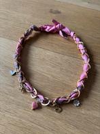 Ketting Stof Bedels Roze Wit Goud Trend Jewellery, Sieraden, Tassen en Uiterlijk, Kettingen, Ophalen of Verzenden, Nieuw, Met hanger