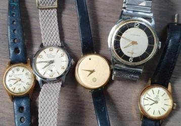 5 x Vintage handopwindbare horloges. - samen in 1 koop beschikbaar voor biedingen