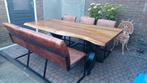 Boomstamtafel met bank en stoelen, Tuin en Terras, Tuinsets en Loungesets, Ophalen, Gebruikt, Bank, 6 zitplaatsen
