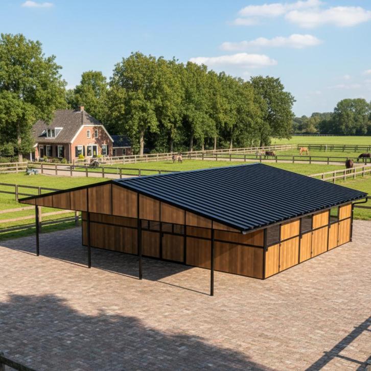 Buitenstal met 5 paardenboxen, opslagruimte en overkapping, Dieren en Toebehoren, Stalling en Weidegang, Opfok, Stalling, Weidegang