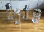 Vintage Vier oude Flesjes Suiker Zout, Ophalen of Verzenden