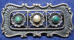 Circa 1920 mooie design zilver broche, Sieraden, Tassen en Uiterlijk, Broches, Ophalen, 4 tot 7 cm, Zo goed als nieuw, Met edelsteen