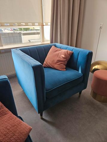 Made Evadine Fauteuil Waterblauw Fluweel