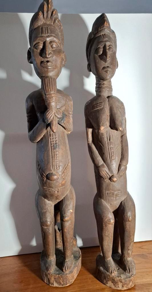 Twee baule beelden man en vrouw., Antiek en Kunst, Kunst | Niet-Westerse kunst, Ophalen of Verzenden