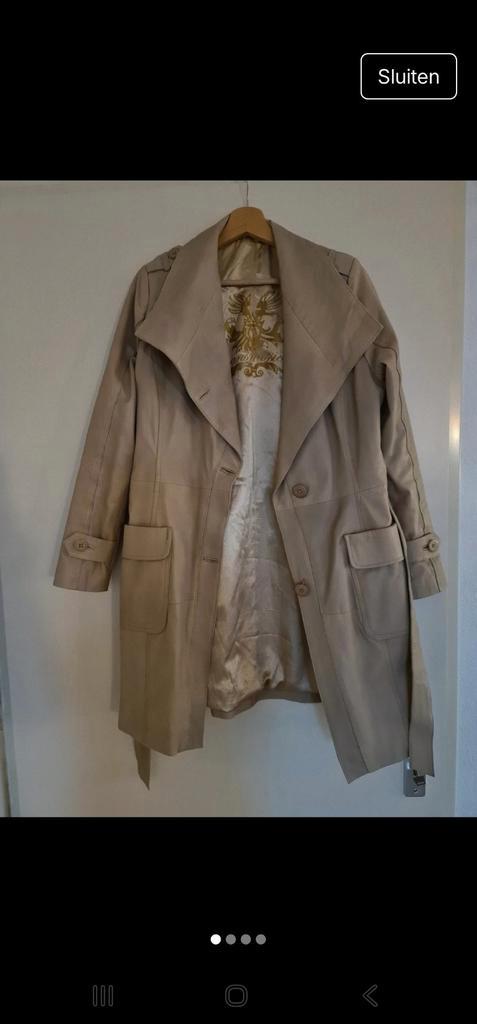Prachtige leren jas van Transmission!, Kleding | Dames, Jassen | Zomer, Zo goed als nieuw, Beige, Ophalen of Verzenden