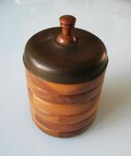 Antieke Walnotenhouten Tabakspot met koperen deksel, Ophalen of Verzenden