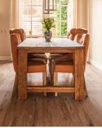 Eettafel hout met 6 stoelen, 4 tot 6 stoelen, Gebruikt, Landelijk, Ophalen of Verzenden