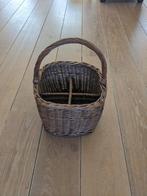 Vintage flessen mand, rieten mand voor 4 flessen met hengsel, Antiek en Kunst, Ophalen of Verzenden