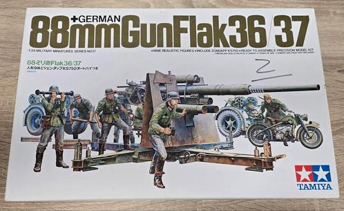 Tamiya MM117 (1735017) 1:35 German 88mm Flak 36/37, Hobby en Vrije tijd, Modelbouw | Figuren en Diorama's, Zo goed als nieuw, Diorama