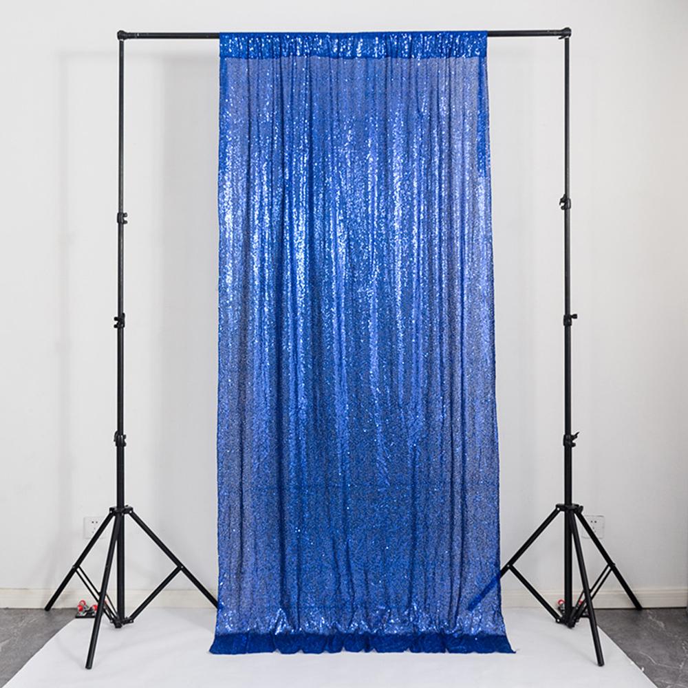 Blauw Glitter Gordijn / Pailletten Achtergrond Bruiloft Foto, Huis en Inrichting, Stoffering | Gordijnen en Lamellen, Nieuw, 200 cm of meer