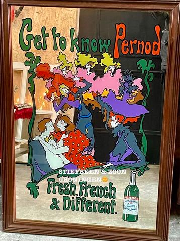 Art Nouveau. Pernod, oude café bar spiegel, Stiefbeen & zoon beschikbaar voor biedingen