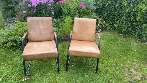 2 Jess Design eetkamerstoelen, Huis en Inrichting, Stoelen, Zo goed als nieuw, Twee, Leer, Bruin, Ophalen