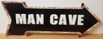 Man Cave pijl zwart wit reclamebord van metaal wandbord deco