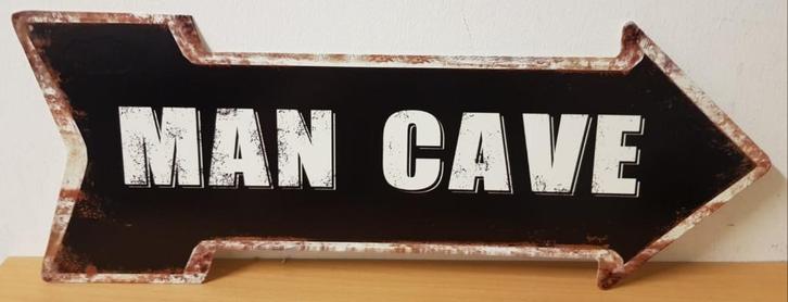 Man Cave pijl zwart wit reclamebord van metaal wandbord deco, Huis en Inrichting, Woonaccessoires | Tekstborden en Spreuken, Nieuw