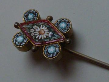 Antieke Veneziaanse millefiori broche dasspeld, pin, verguld beschikbaar voor biedingen