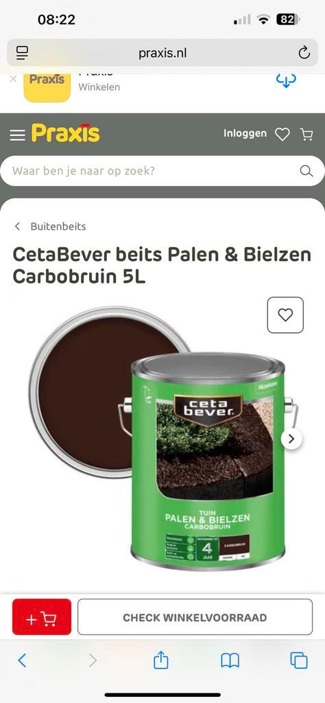 CetaBever beits Palen & Bielzen Carbobruin 5L / Nieuw, Doe-het-zelf en Verbouw, Verf, Beits en Lak, Nieuw, 5 tot 10 liter, Ophalen of Verzenden