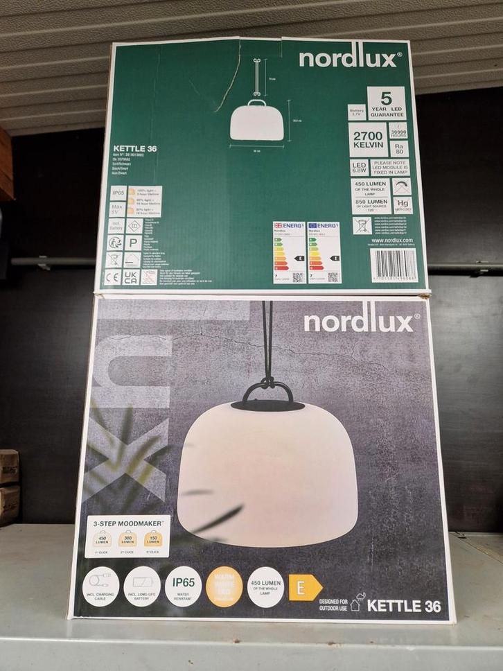 Buitenlamp hanglamp Nordlux Kettle 36 oplaadbaar, Huis en Inrichting, Lampen | Overige, Nieuw, Ophalen