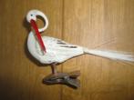 Mooie oude glazen kerstbal vogel (ooievaar) op clip, Diversen, Kerst, Ophalen of Verzenden, Gebruikt