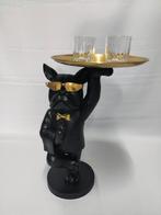 Franse bulldog met goud dienblad. Mat zwart., Ophalen, Nieuw, Dier