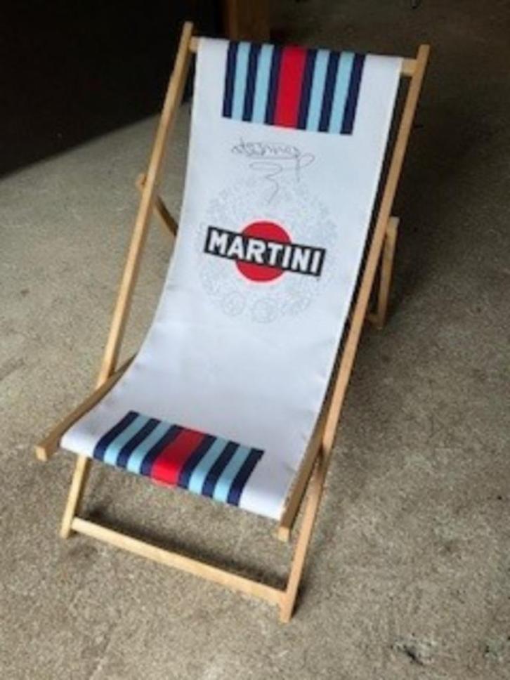 Martini Racing strandstoel handtekening F1 coureur v. Lennep, Verzamelen, Merken en Reclamevoorwerpen, Nieuw, Gebruiksvoorwerp