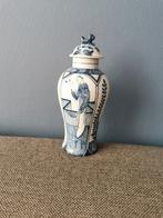 Antieke blauw-witte vaas met deksel, Ophalen of Verzenden