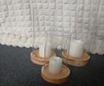 3x Glazen kaarsenhouders, Ophalen, Gebruikt, Overige materialen, Minder dan 25 cm