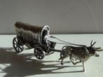 Miniatuur zilver Bi13 huifkar +2 ossen zilveren miniaturen, Antiek en Kunst, Verzenden, Zilver