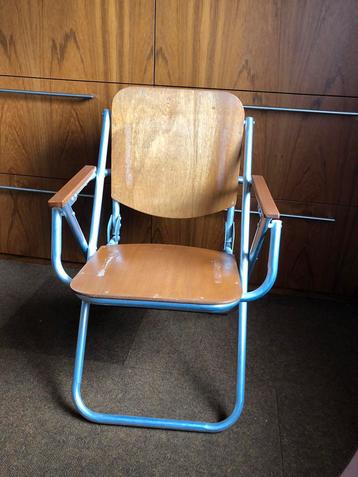 Retro aluminium, houten bootstoel Vetus beschikbaar voor biedingen