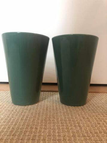 Kegel vaas keramiek hoogglans groen set van 2 beschikbaar voor biedingen