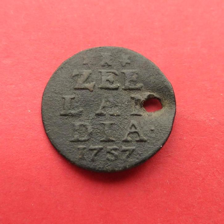 Duit Zeeland 1757 Zeelandia Luctor et Emergo Middelburg.., Postzegels en Munten, Munten | Nederland, Losse munt, Overige waardes