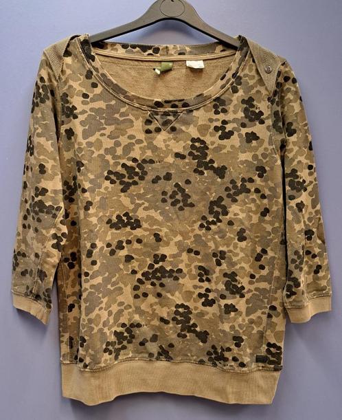 G-Star truitje / top met 3/4 mouw camouflage army L nr 44257, Kleding | Dames, Tops, Zo goed als nieuw, Maat 42/44 (L), Groen