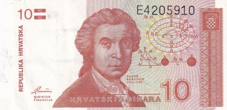 Kroatië 10 dinar 1991, Postzegels en Munten, Bankbiljetten | Europa | Niet-Eurobiljetten, Los biljet, Overige landen, Verzenden