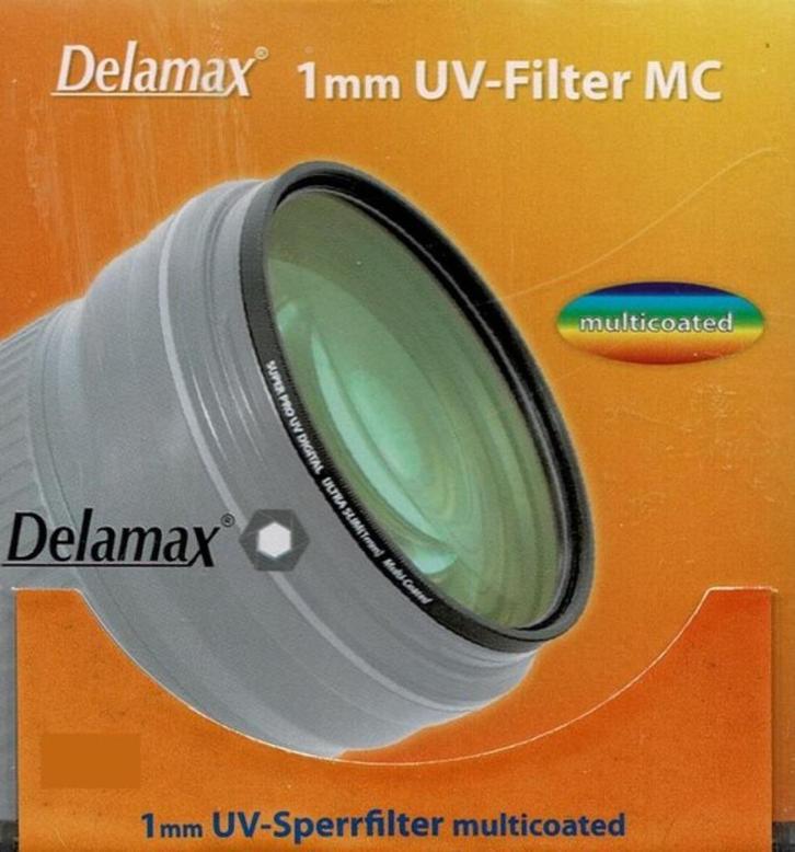 UV fliter in doos, Delamax 77mm., Audio, Tv en Foto, Fotografie | Filters, Nieuw, UV-filter, 70 tot 80 mm, Overige merken, Ophalen of Verzenden