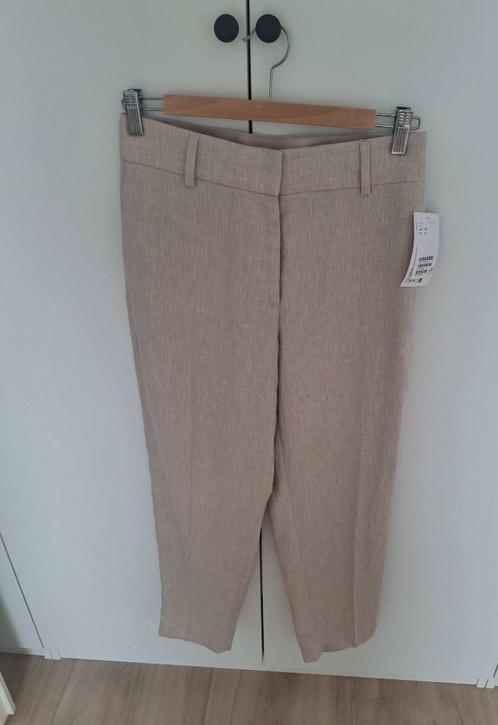 H&M broek pantalon beige linnen viscose s 36 xs 34 NIEUW!, Kleding | Dames, Broeken en Pantalons, Nieuw, Maat 36 (S), Beige, Lang