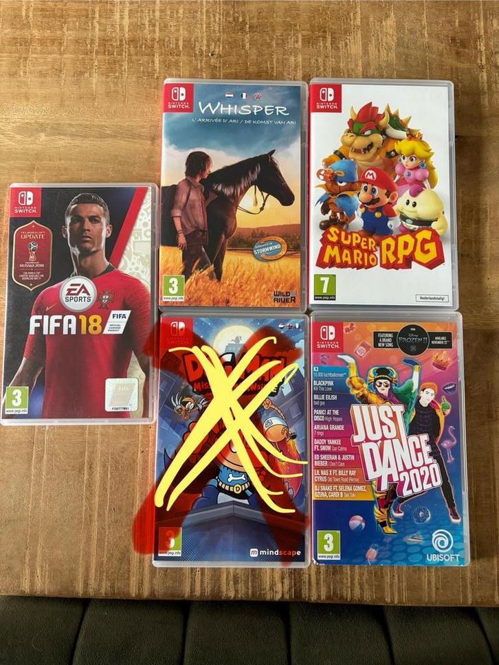Nintendo Switch Spellen: Fifa18, Wisper, Super Mario, Spelcomputers en Games, Games | Nintendo Switch, Gebruikt, Overige genres