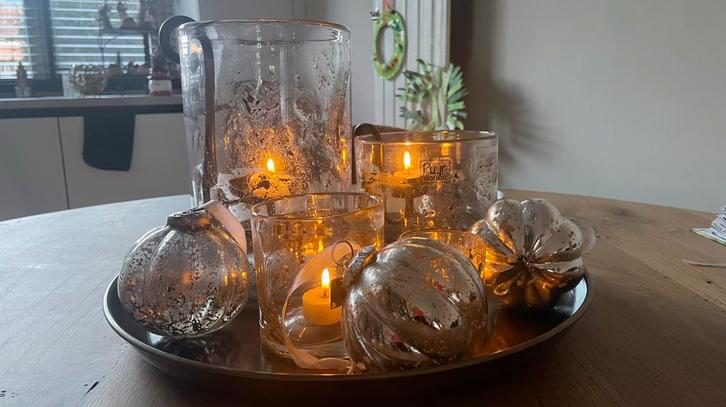 Puur Wonen Windlichten Metalchips Set + Waxinelichthouders, Huis en Inrichting, Woonaccessoires | Vazen, Zo goed als nieuw, Overige kleuren