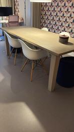 Eettafel massief eiken 220 x 95 cm ge-olied, Huis en Inrichting, Tafels | Eettafels, Ophalen, Gebruikt, Eikenhout, 200 cm of meer