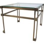 Vintage messing bijzettafel 70s Peter Ghyczy?, Minder dan 55 cm, Ophalen, 45 tot 60 cm, Glas