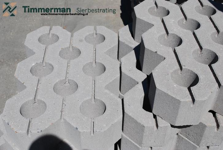 Grasbetontegels 60x40x12, vlakke bovenzijde, rondom hol-dol, Tuin en Terras, Tegels en Klinkers, Nieuw, Overige typen, Beton, Ophalen of Verzenden