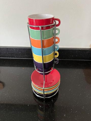 Espresso kopjes met schoteltjes, merk PT, Rainbow beschikbaar voor biedingen