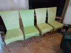 4 groene eetkamerstoelen, Huis en Inrichting, Stoelen, Ophalen, Gebruikt, Overige kleuren, Vier