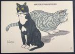 dl 1960 kat poes huisdier zwarte kat  en Cyperse kat Tabby, Verzamelen, Ansichtkaarten | Themakaarten, 1940 tot 1960, Overige thema's